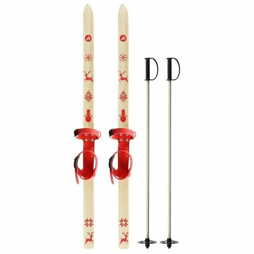 Комплект лыжный подростковый: лыжи 110 см, палки 80 см, цвета микс