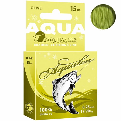 Плетеный шнур для рыбалки AQUA Aqualon Olive зимний 0,25mm 15m