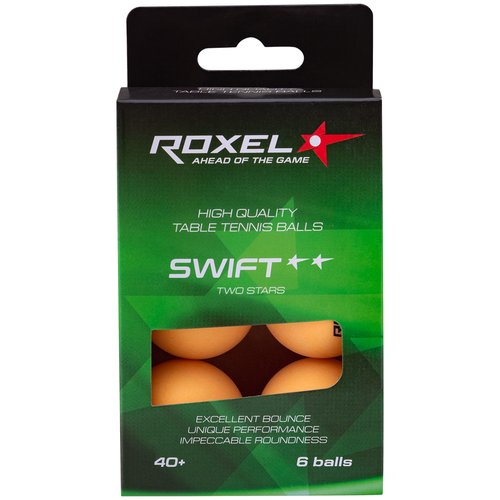 Мяч для настольного тенниса Roxel 2* Swift, оранжевый, 6 шт.