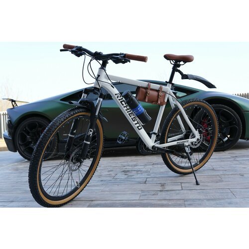 'Взрослый горный велосипед RICHIESTO 29 с алюминиевой рамой 21', белый-коричневый модель 2024