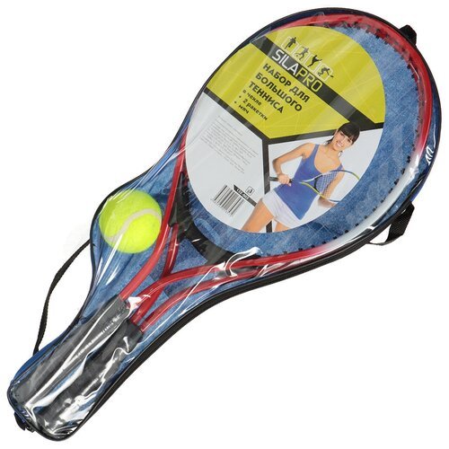 Красный набор для большого тенниса SILAPRO , (2 ракетки, мяч) в че ле, металл, пластик
