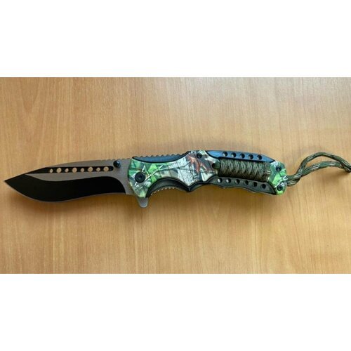 Нож складной-туристический , длина лезвия 9 см цвет лесной зелёный камуфляж