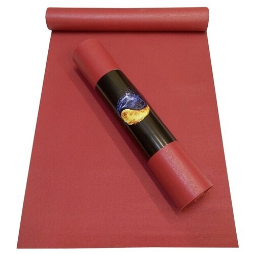 Коврик для йоги и фитнеса RamaYoga Yin-Yang PRO, бордо, размер 220 х 60 х 0,45 см