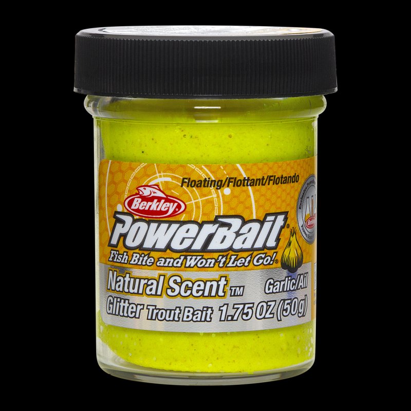 Паста форелевая Berkley PowerBait Natural Scent Glitter Trout Bait 50гр Garlic #Sunshine Yellow