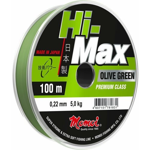 Леска MomoiFishing HI-MAX OLIVE GREEN (Диаметр, мм:0,3 | Длина, м:100 | Тест, кг:9 | катушка | оливковый |)
