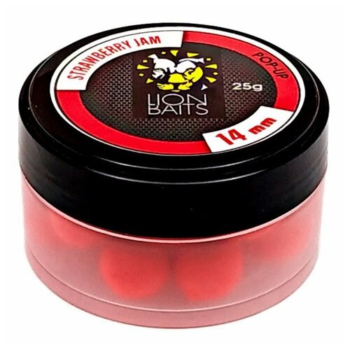 Бойлы плавающие Pop-Up LION BAITS STRAWBERRY JAM Клубника 14мм 25гр