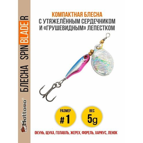 Блесна для рыбалки Spin Blade R #1 5g Silver Silver на окуня голавля щуку