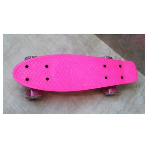 Скейтборд пластик 17*5' шасси пластик, колёса PVC 50мм свет, цв. оранжевый