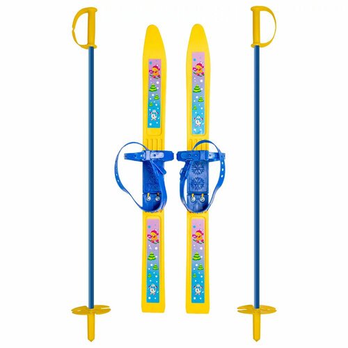 Мини-лыжи Олимпик-спорт Мишки, лыжи, крепления, палки, упаковка в сетке