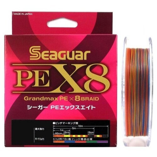 Kureha, Шнур Seaguar Grandmax PE X8, 300м, #0.6, 0.128мм, 14lb, цветной