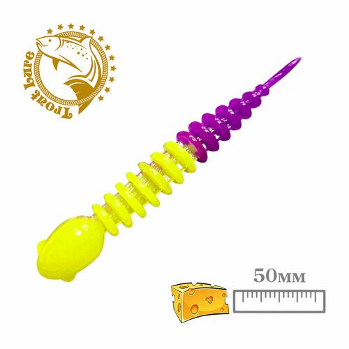 Силикон TROUT LURE (SANSAN) в банке, GOLOVASTIK 50, СЫР, COL. 29 (Lemon-Purple), (12шт)