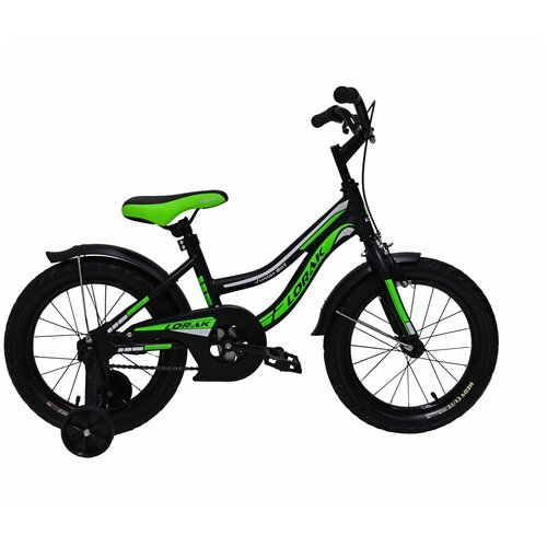 Велосипед детский LORAK JUNIOR 16 Boy Матовый Чёрный/Зелёный