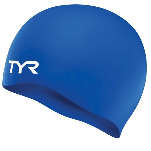 Шапочка для плавания подростковая TYR Wrinkle Free Junior Silicone Cap LCSJR-428, синий, силикон