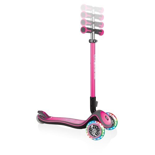 Детский городской самокат 3-колесный GLOBBER Elite Deluxe Lights , розовый