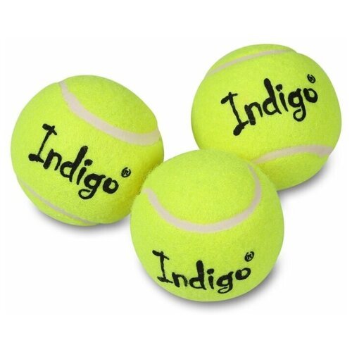 Мяч для большого тенниса INDIGO (3 шт в коробке) начальный уровень IN145 Желтый