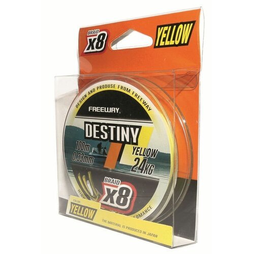 Шнур плетеный FWx8 DESTINY YELLOW 0.18 LB24 11kg