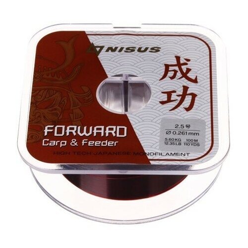 Леска NISUS FORWARD Carp & Feeder, диаметр 0.261 мм, тест 5.6 кг, 100 м, коричневая