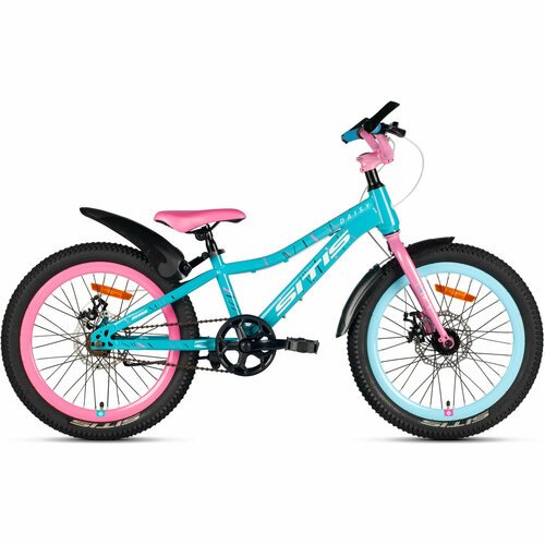 Велосипед SITIS DAISY 20' (2024) Turquoise-Purple-White, детский для девочек, сталь, 1 скорость, дисковые механические, колеса 20, рост 120-135 см