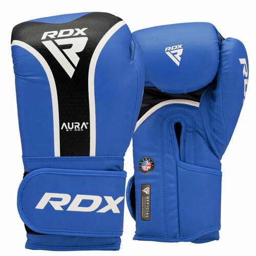 Боксерские перчатки RDX AURA PLUS T-17, 16oz, синий, черный