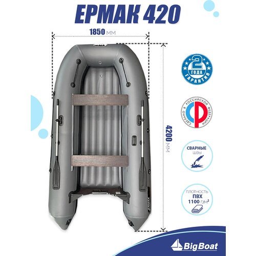 Надувная, под мотор, лодка из ПВХ для рыбалки НДНД Ermak (Ермак) 420