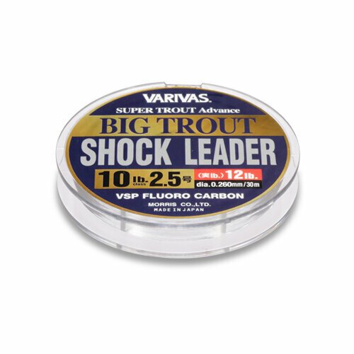 Varivas, Шок-лидер Big Trout Shock Leader VSP Fluoro, 30м, 0.285мм, 12lb