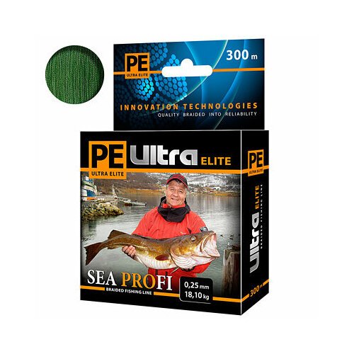 Плетеный шнур для рыбалки AQUA PE ULTRA ELITE SEA PROFI Dark Green 0,25mm 300m