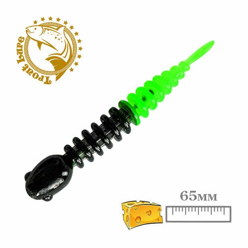 Силикон TROUT LURE (SANSAN) в банке, GOLOVASTIK 65, СЫР, COL. 20 (Black-Green), (12шт)