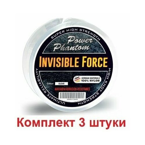 Леска Power Phantom Invisible Force CLEAR 0,12mm, 2,4kg 100m, 3 штуки