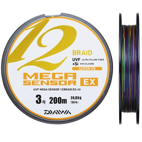 Duel/Yo-zuri, Шнур Megasensor 12EX +SI 12Braid, цветной, 200м, 5.0, 39.7кг