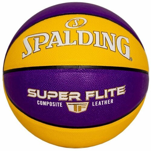 Мяч баскетбольный SPALDING Super Flite 76930Z_7, размер 7, композитная кожа (ПУ), желтый-фиолетовый