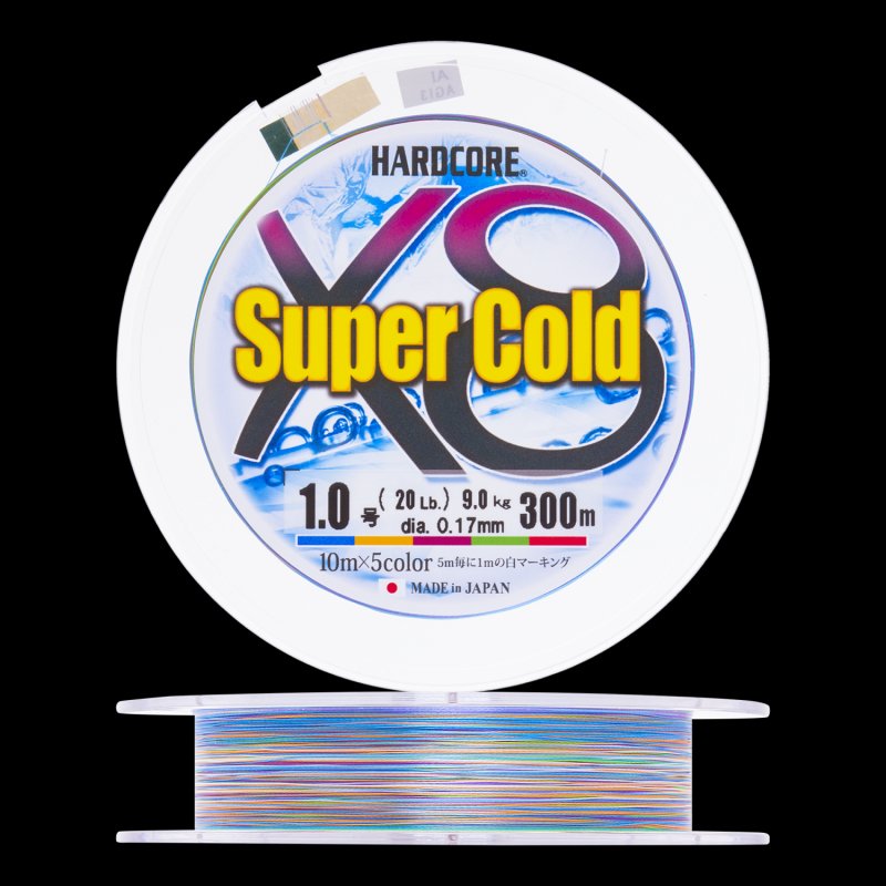 Шнур плетеный Duel Hardcore PE X8 Super Cold #1 0,17мм 300м (5Color)