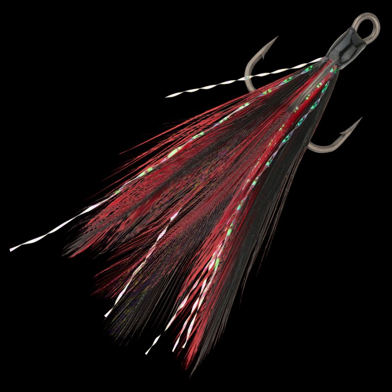 Крючок тройной с опушкой BKK Feathered Spear 21-SS #8 Red-Black (3шт)