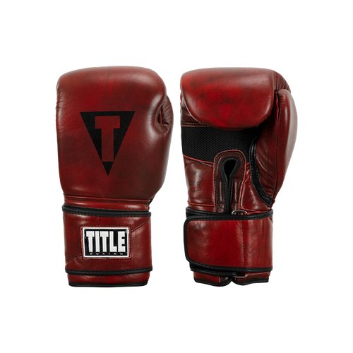 Боксерские перчатки TITLE Boxing Blood Red Leather Bag Gloves (12 унций)