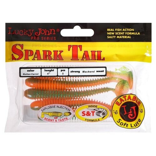 Lucky John Виброхвост съедобный LJ pro series spark tail, 10,1 см, T56, набор 5 шт.