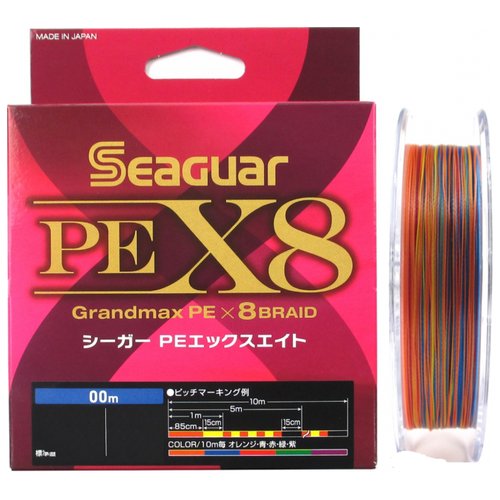 Шнур плетёный Kureha PE 8 Seaguar X8 Grandmax PE 200m #1.2 multicolor 0,185mm 23LB.