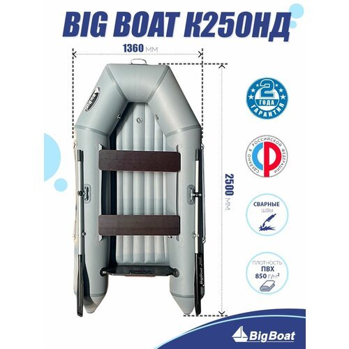 Надувная лодка для рыбалки ПВХ под мотор Big Boat К250 НДНД
