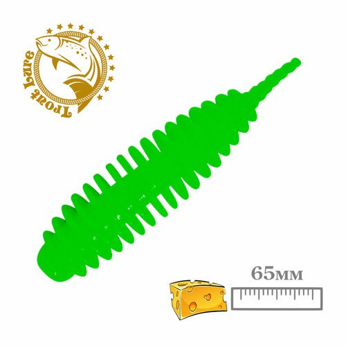 Силикон TROUT LURE (SANSAN) в банке, PLAMP 65, СЫР, COL. 4 (Green), (10шт)