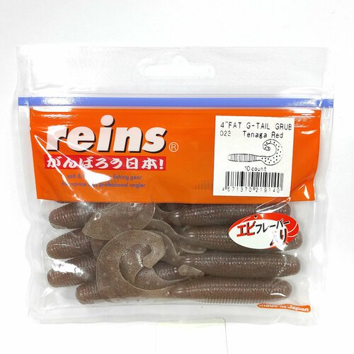 Силиконовая приманка REINS FAT G TAIL GRUB 4' Цв. 023-Tenaga Red, 10 шт. пач.