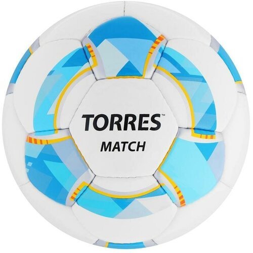 Мяч футбольный TORRES Match, размер 4, 32 панели, PU, 4 подкладочных слоя, ручная сшивка, цвет белый