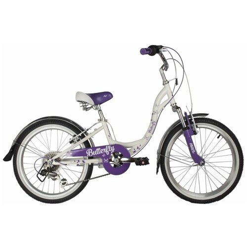 Детский велосипед Novatrack Butterfly 6 sp. 20' (2022) 20 Бело-фиолетовый (120-135 см)
