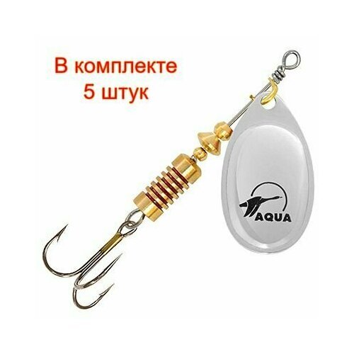 Блесна для рыбалки AQUA AGLIA 06,0g, лепесток № 3, цвет A0-06 (серебро), 5 штук в комплекте