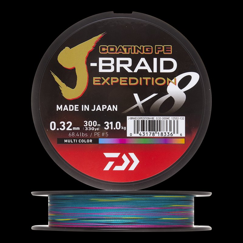 Шнур плетеный Daiwa J-Braid Expedition X8E #5,0 0,32мм 300м (multicolor)