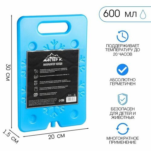 Аккумулятор холода 'Мастер К', 600 мл, 20 х 30 см, синий (комплект из 5 шт)