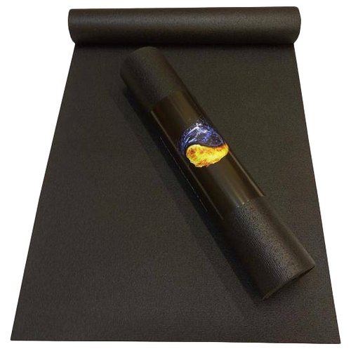 Коврик для йоги и фитнеса RamaYoga Yin-Yang PRO цвет черный размер 200 х 60 х 0,45 см