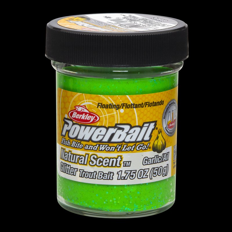 Паста форелевая Berkley PowerBait Natural Scent Glitter Trout Bait 50гр Garlic #Spring Green