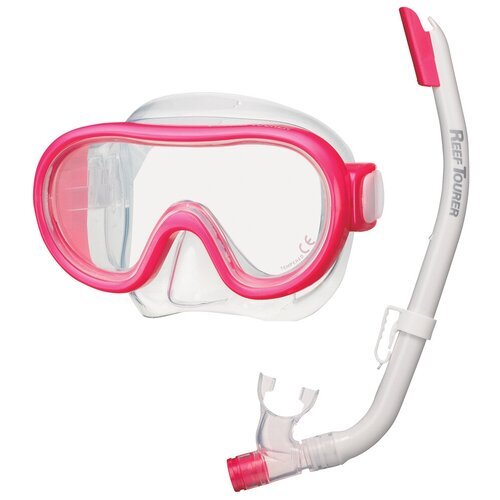 Маска и трубка детский комплект для подводного плавания ReefTourer RCR0204 розовый
