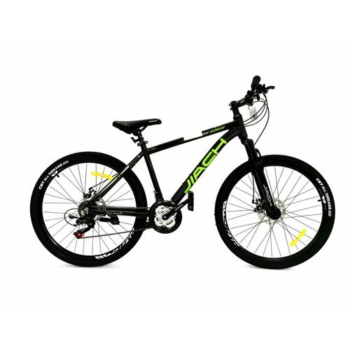 Велосипед 26' JIACH, сталь, рама 17', 21-ск, диск, черный/зеленый