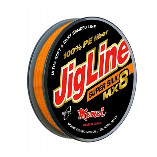 Плетеный шнур Jigline MX8 Super Silk 100 м, 0,50 мм, оранжевый