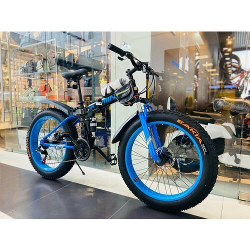 Фэтбайк велосипед горный подростковый скоростной MINGDI 730 24 дюймов / подростковый, мужской и женский для прогулки / скоростной, спортивный велик черный / синий