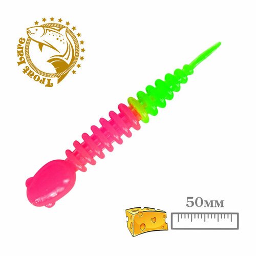 Силикон TROUT LURE (SANSAN) в банке, GOLOVASTIK 50, СЫР, COL. 33 (Pink-Green), (12шт)